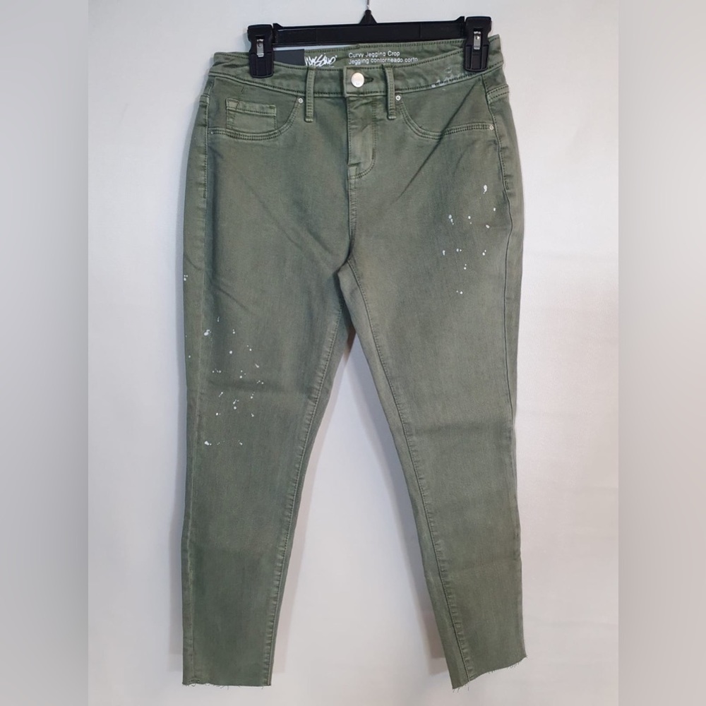 Mossimo Women's Green Paint Splash High Rise Curvy Jegging Crop Jeans Size 2/26R